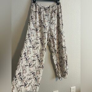 BP Cream Floral Wide Leg Pants